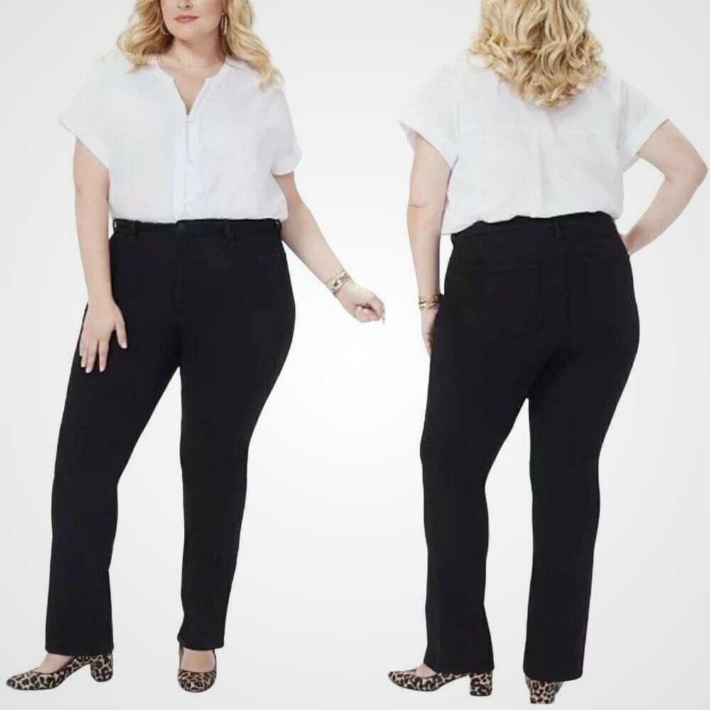 NYDJ Women's Barbara Bootcut Jeans Stretch Denim Plus Size‎ Black 24Wx32 Inseam